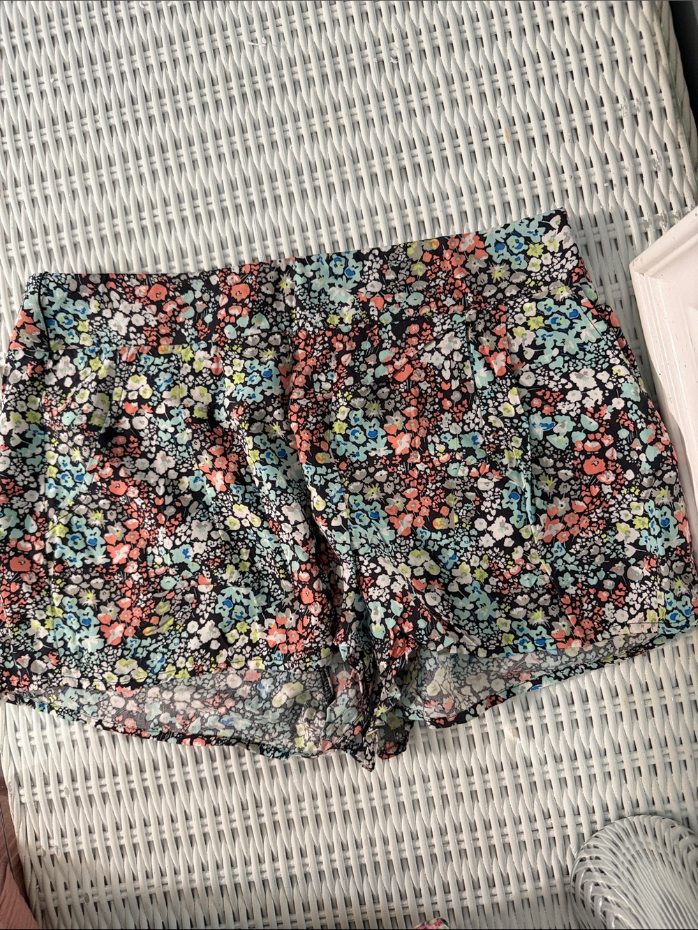 Candie's Black Floral High-Waist Women's Shorts with Coral & Aqua Accents
